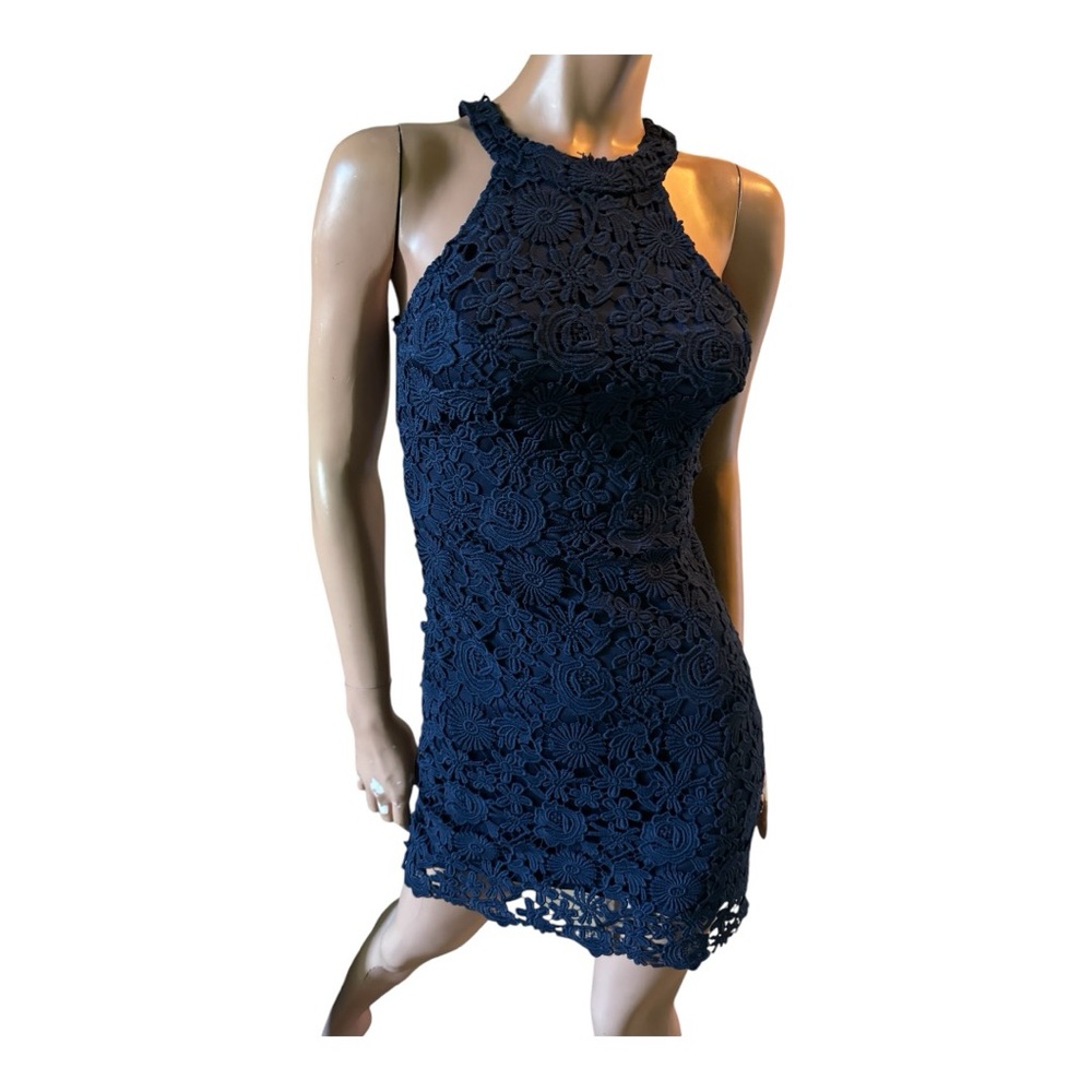 Lulus blue lace XS polyester strapless dress